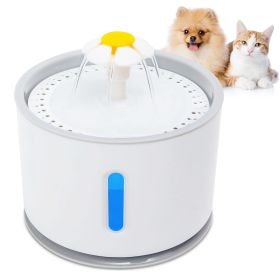 2.4L Automatic Dog Water Fountain Electric LED Pet Flower Water Dispenser Ultra Silent Health Waterer Auto Off Level Window