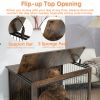 23.6"L x 20"W x 26"H Dog Crate Furniture with Cushion, Wooden Dog Crate Table, Double-Doors Dog Furniture, Dog Kennel Indoor for Small Dog, Dog House,