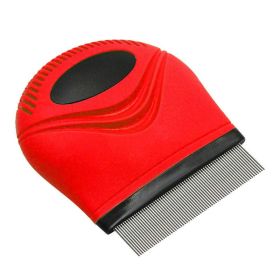 Pet Life 'Grazer' Handheld Travel Grooming Dog Flea and Tick Comb (Color: Red)