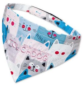 Touchdog 'Head-Popper' Fashion Designer Printed Velcro Dog Bandana (Color: Blue / White, size: small)